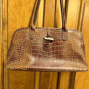 Longchamp brown croc leather tote
